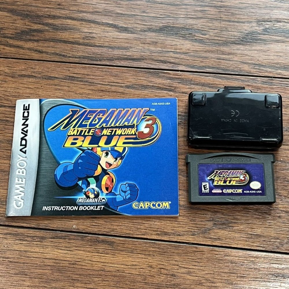 Vintage 2001 Gameboy Advance GBA Mega Man Battle Network 3 Blue Game Manual Case